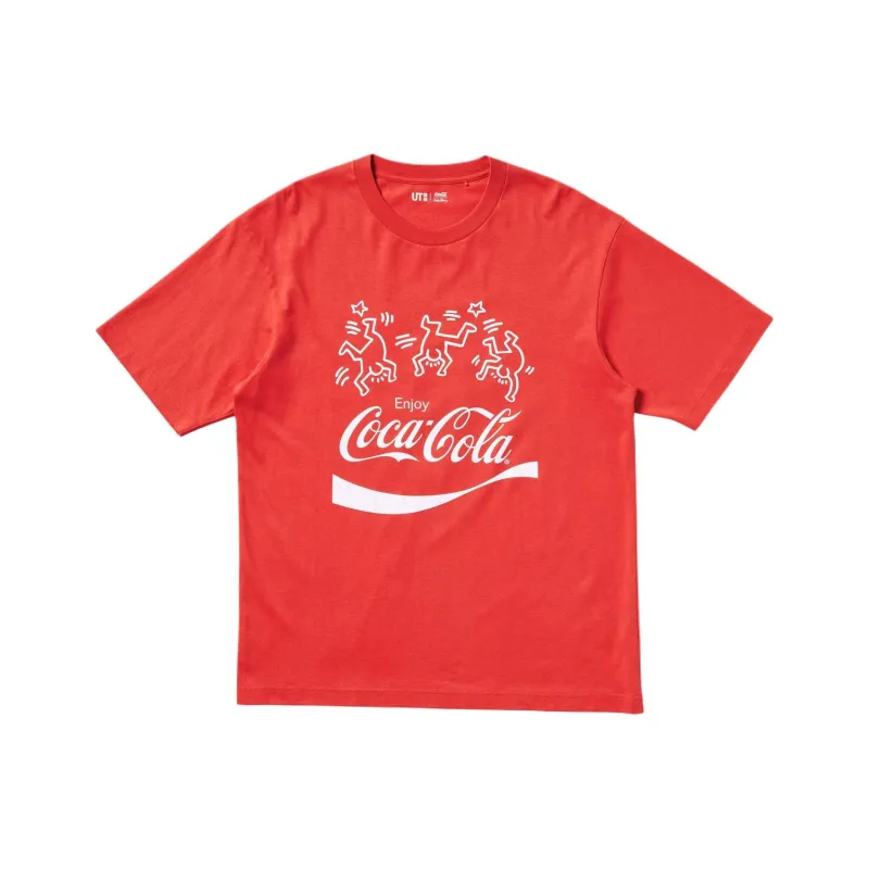 Keith Haring X Coca cola X UNIQLO Keith Haring X Coca Cola Collaboration T Shirts Unisex Red-0