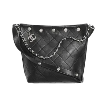 CHANEL Lambskin Bucket Bag, Shoulder Bag Tubas Women's Black
