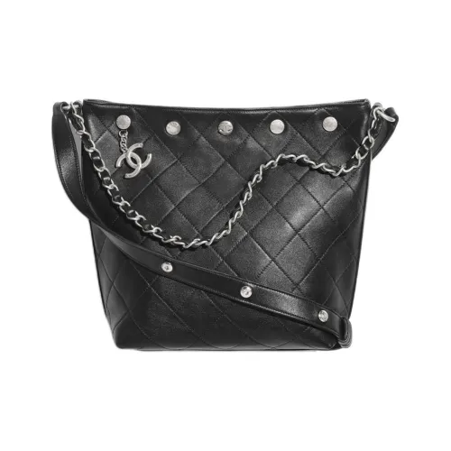 CHANEL Lambskin Bucket Bag, Shoulder Bag Tubas Women's Black