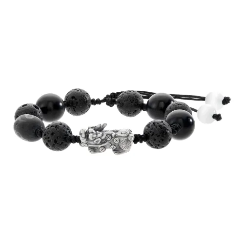 ENFANTIN Volcanic Stone 999 Fine Silver Bracelets Unisex