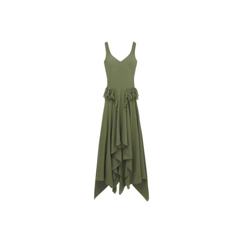 Alexander McQueen SS25 Slip Dresses Women's Khaki
