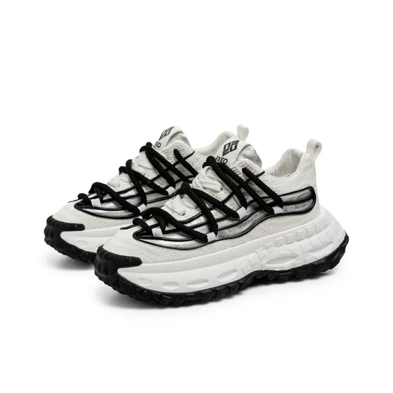 OUGLEMEN Cushioning Anti Slip Wear Resistant Impact Resistant Low Top Chunky Sneakers Men's Box Included-3