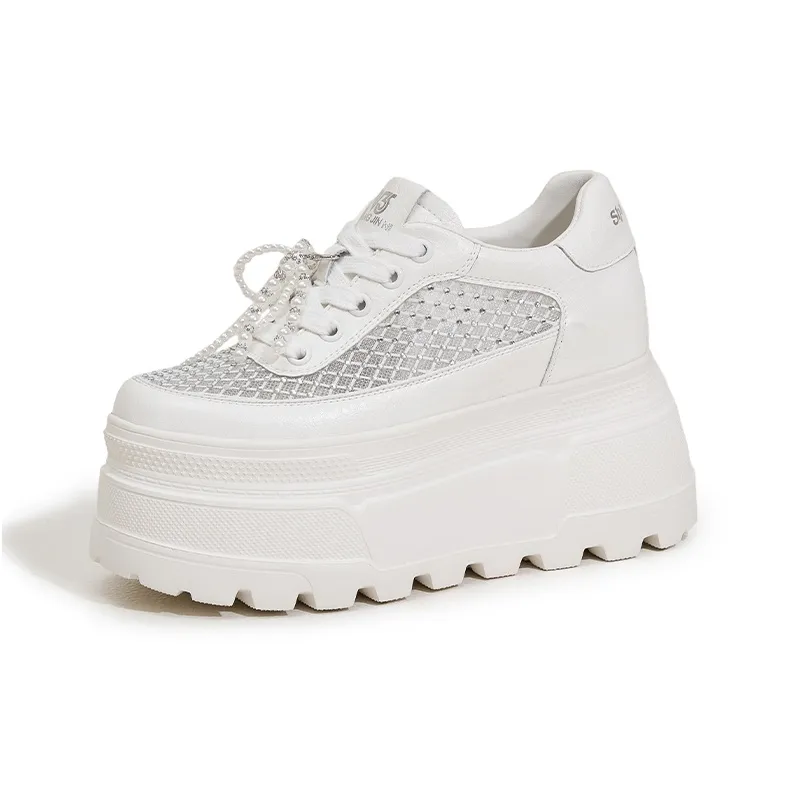 Milan Love Song Breathable Lightweight Height Increasing Low Top Casual Shoes Women's Silver-7