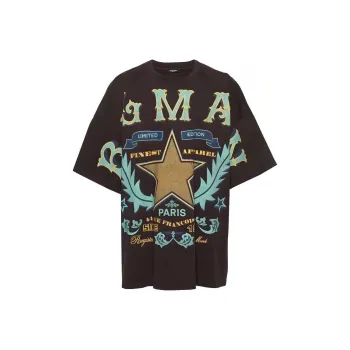 BALMAIN Western-style Print Cotton Tshirt