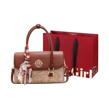 GOX PU One Shoulder Handbag Women's Yellow Brown/Burgundy