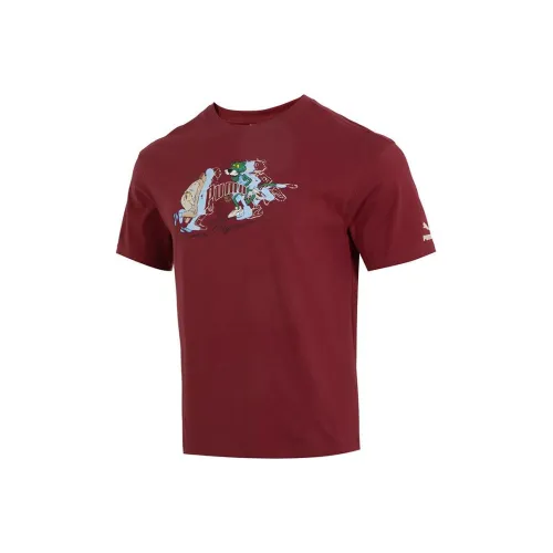 PUMA Lightweight Running T Shirts Men Burgundy