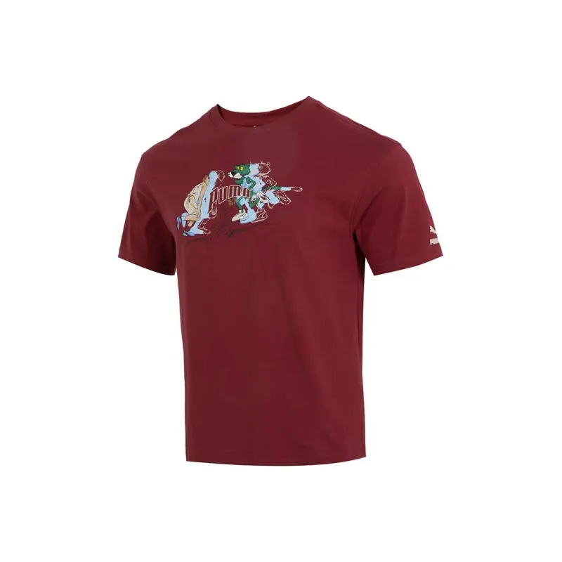 PUMA Lightweight Running T Shirts Men Burgundy-0