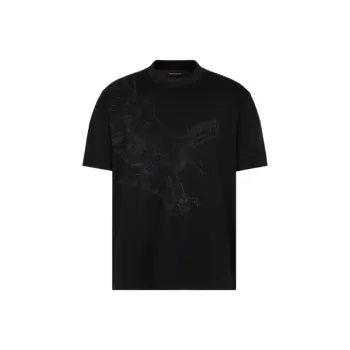 ARMANI JEANS Asv Lyocell blend Jersey T shirt With Oversized Eagle Embroidery And Print
