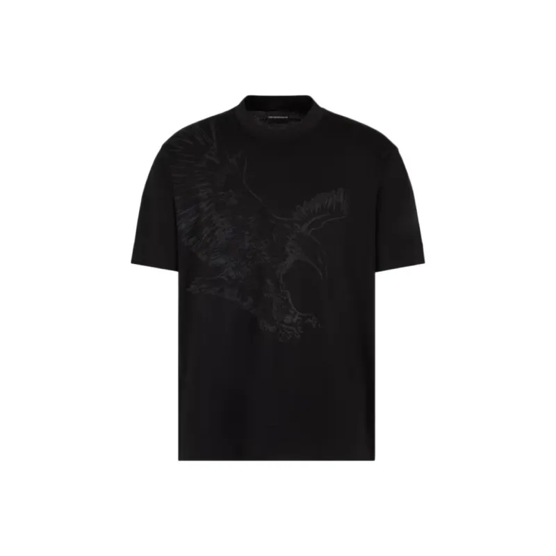 ARMANI JEANS Asv Lyocell blend Jersey T shirt With Oversized Eagle Embroidery And Print-0