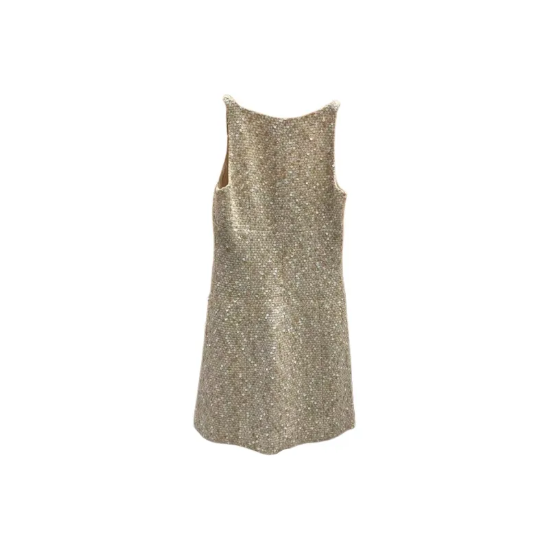 CHANEL Sleeveless Dress Women's Beige-1