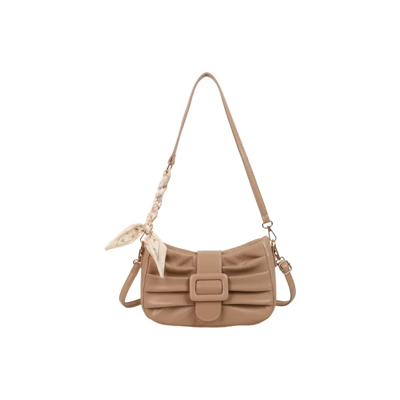 Dusen Kangaroo PU Shoulder Bag Women's White/Black/Ecru/Khaki/Blue/Pink-16