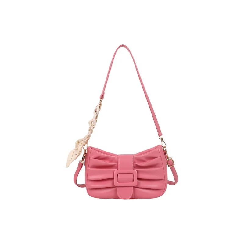 Dusen Kangaroo PU Shoulder Bag Women's White/Black/Ecru/Khaki/Blue/Pink-27