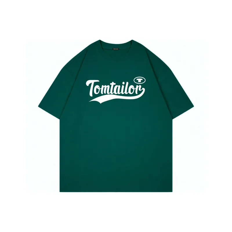 TOM TAILOR Letter Print Casual Thin Crew Neck Breathable Short-Sleeved T-Shirt T-Shirt Unisex-5