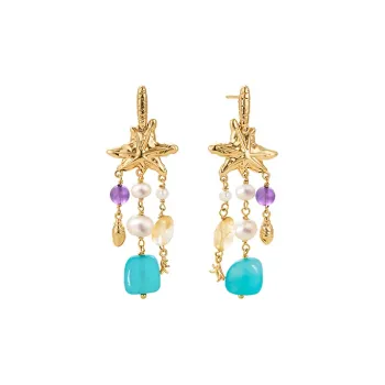 Amber Lollipop Pearl Earrings Women's