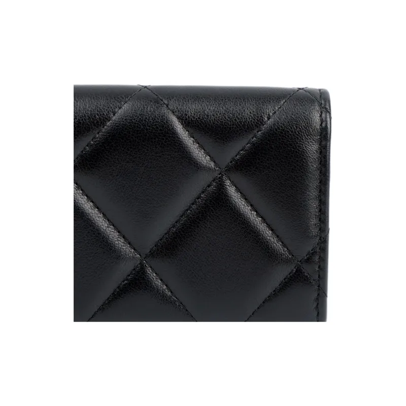 CHANEL 19Bag Sheepskin Coin Purse Wallets Card Holders Women's Black-4