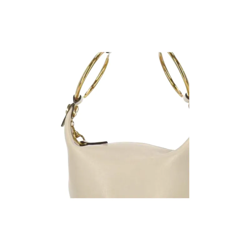 Chloe Grain Buffalo Leather One Shoulder Handbag Small Size Women's White-1
