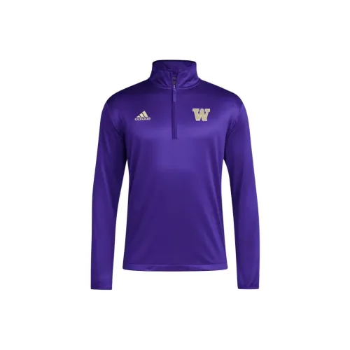Adidas Free Shipping With AdiClub Washington Huskies Long Sleeve 1/4 Zip Knit Jacket