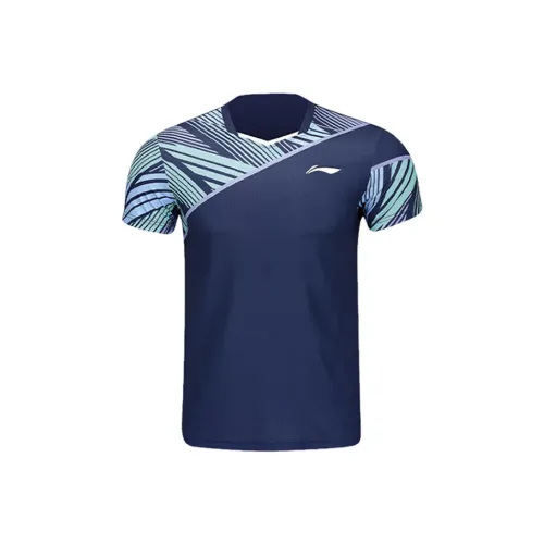 LiNing Badminton Series T Shirt Unisex Dark Ship Blue