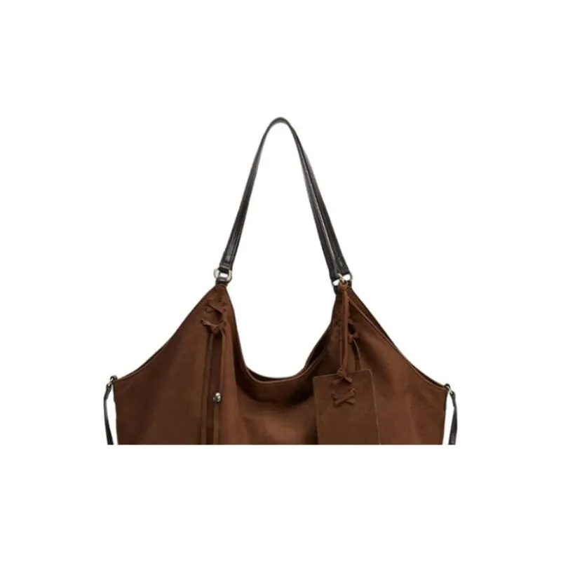 URBAN REVIVO Fabric Tote Bag, Shopping Bag, Shoulder Bag Tubas Women's Brown-5
