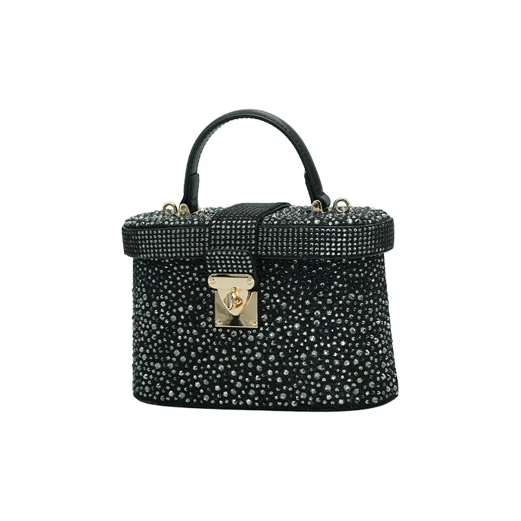 URANOLITH Top Grain Cow Leather Box Bag One Shoulder Handbag Women's Galaxy Gray/Obsidian Black-7