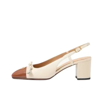 Valentino ALET DU ROI Chunky Heel High Heels 6cm Women's Beige Yellow