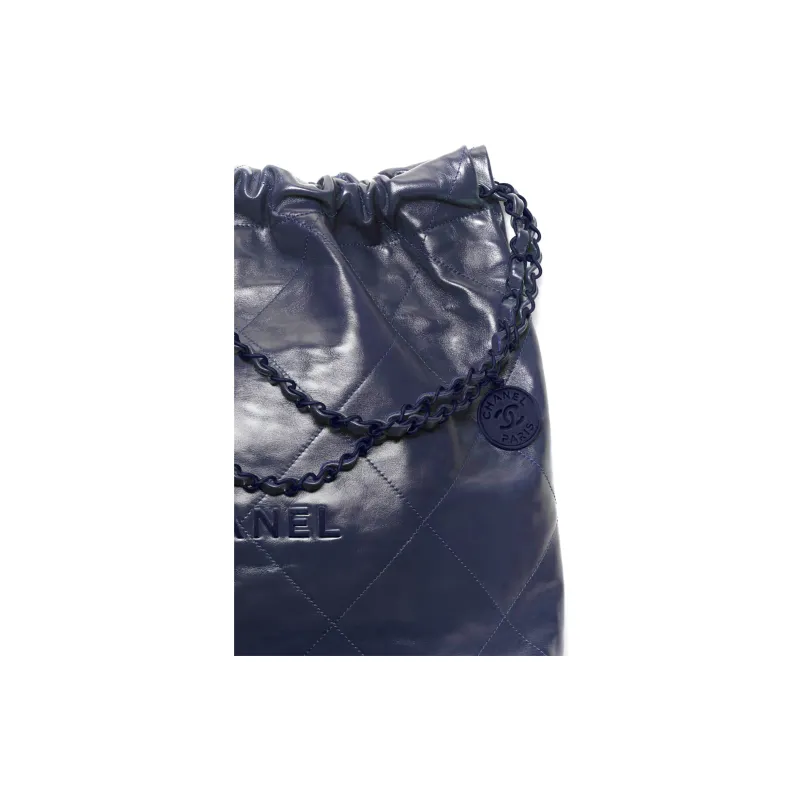 CHANEL 22K Fall And Winter 22Bag Calfskin Tote Bag, Shopping Bag, Handbag, Shoulder Bag Medium Size Women's Dark Blue-2
