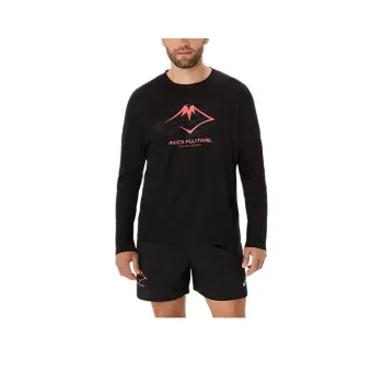 Asics FUJITRAIL LOGO LONG SLEEVE TOP T Shirt Men's Performance Black