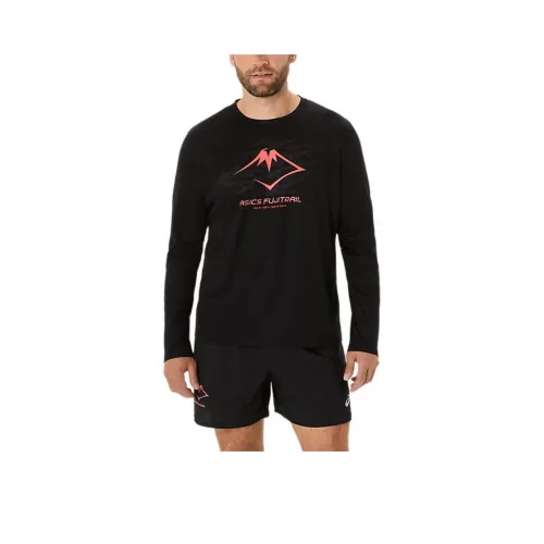 Asics FUJITRAIL LOGO LONG SLEEVE TOP T Shirt Men's Performance Black