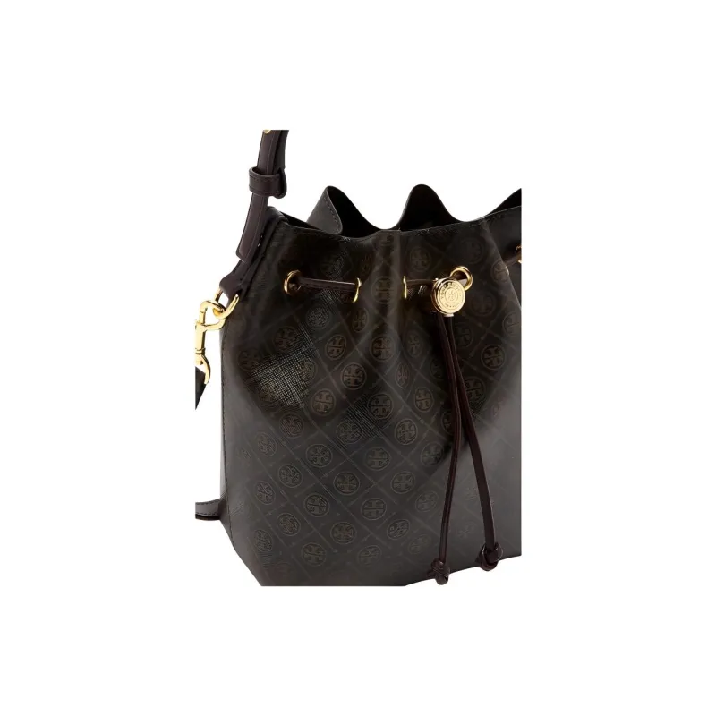 TORY BURCH T Monogram Coated Canvas Bucket Bag French Press-3