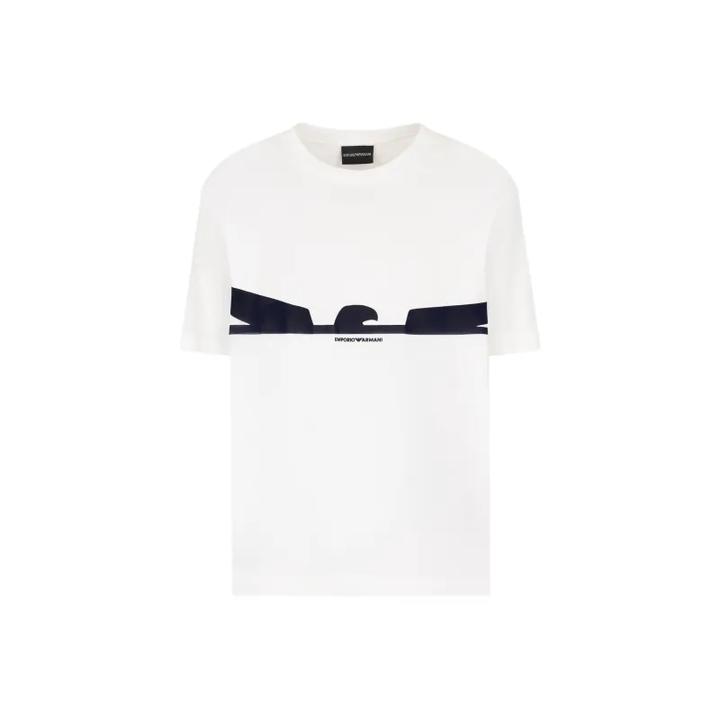 EMPORIO ARMANI Asv Jersey T shirt With Contoured Eagle Flocked Print-0