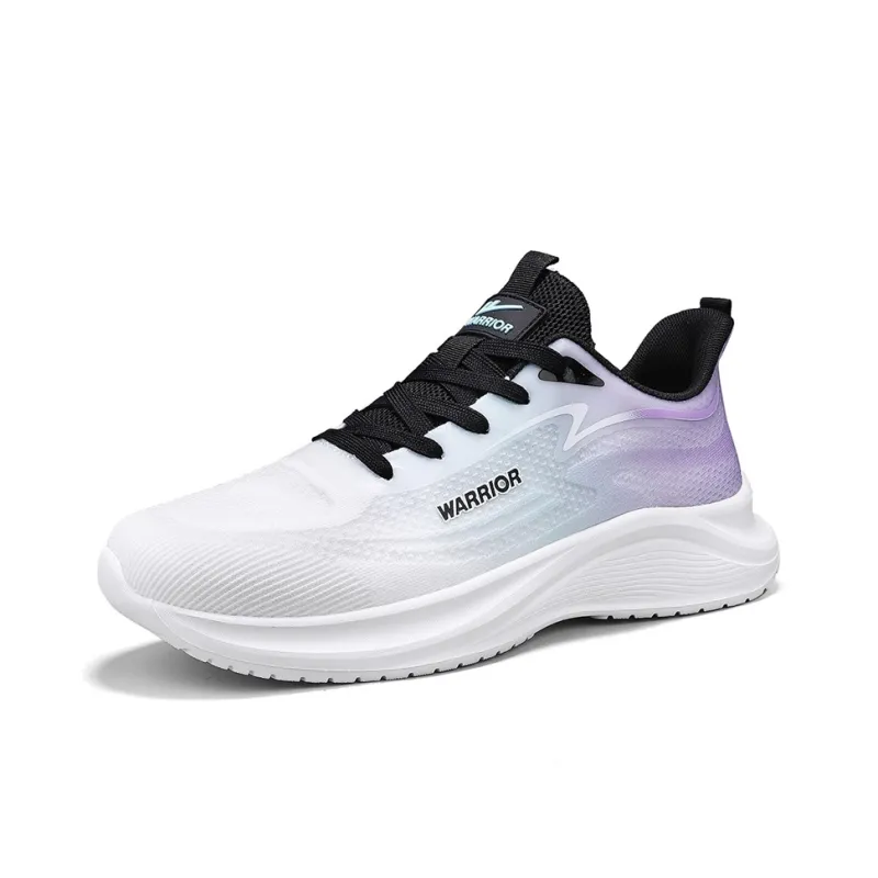 Warrior Anti Slip Wear Resistant Low Top Physical Fitness Test & Exam Running Shoes Men's White Purple Blue-1