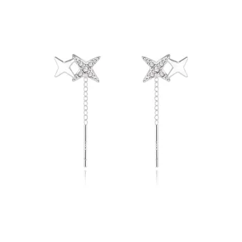 Inkopper 925 Silver Needles Drop Earrings Women's