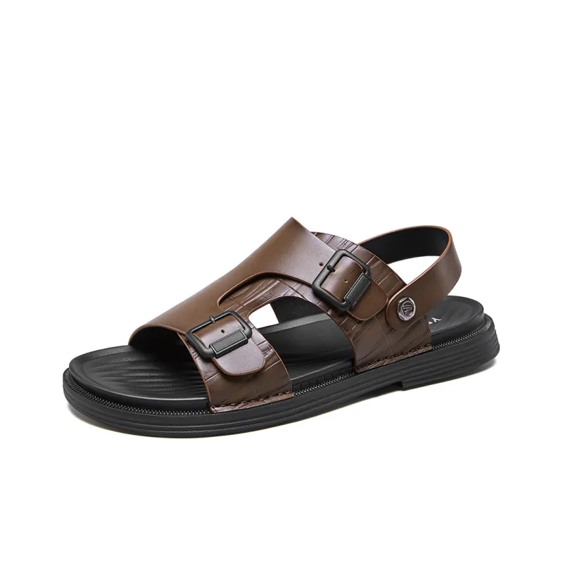 YEARCON Beach Sandals Men Brown-9