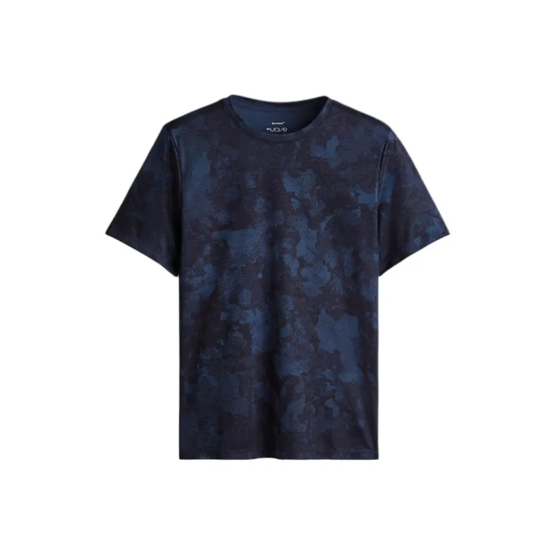H&M T Shirts Men Marine Blue-0