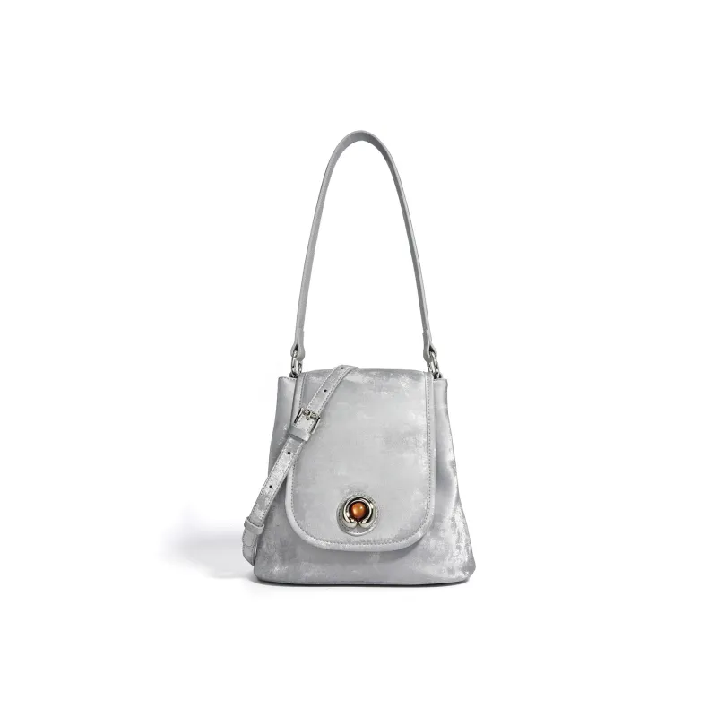 COURONNE Cow Split Leather One Shoulder Crossbody Bag Regular Women's Hyacinth Purple/Silver Gray/Tin Gray-2