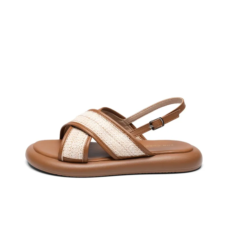 ZHR Green Purple Holiday One Strap Sandals Women's-6