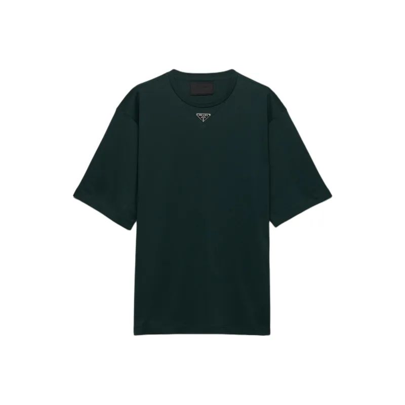PRADA Triangle Logo Cotton T-shirt-0