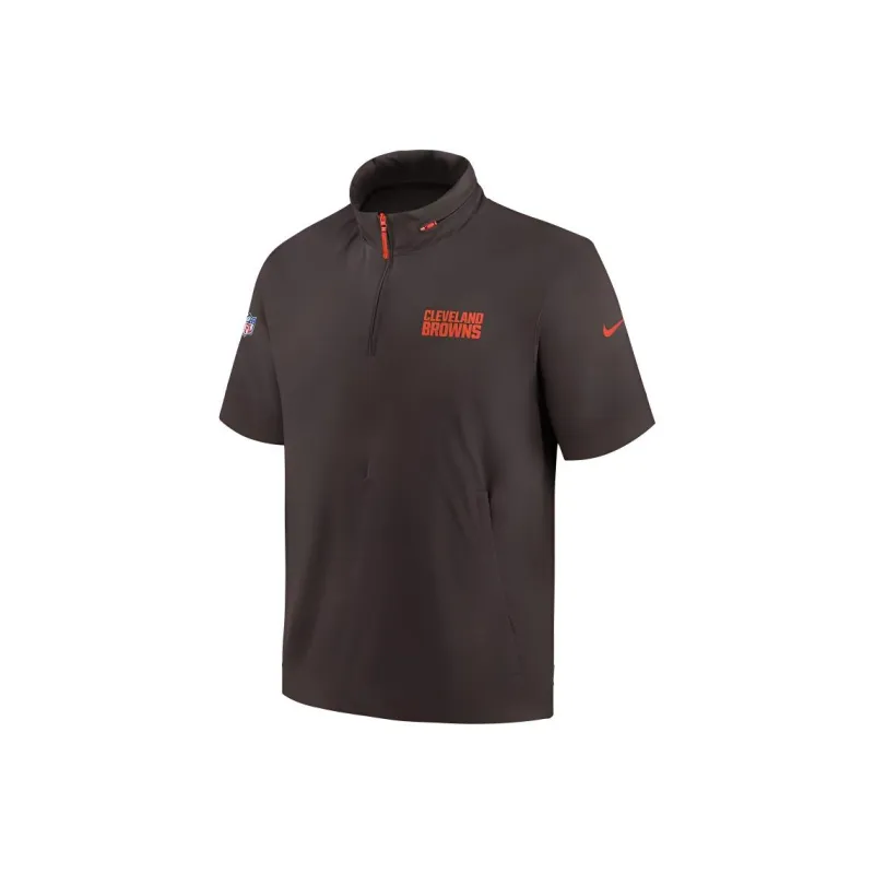 Nike Cleveland S Sideline Coach Men's Nike Nfl 1/2 Zip Short Sleeve Hooded Jacket-0