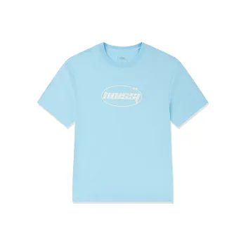 QIAODAN Drop Shoulder Sleeve T Shirt Unisex Sunny Mountain Blue