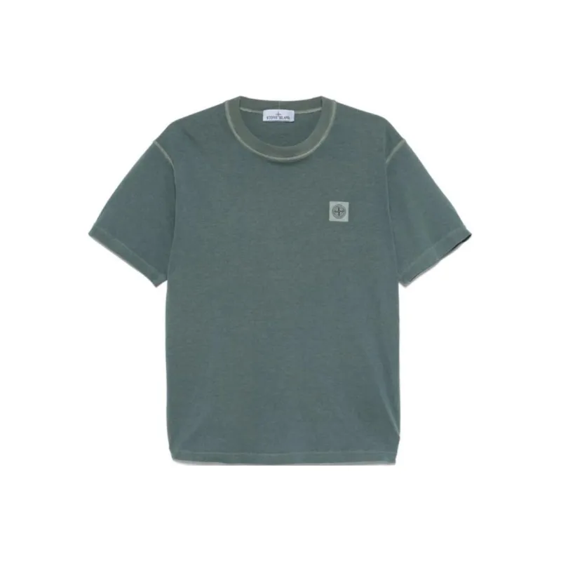 STONE ISLAND Logo appliqué Cotton T shirt-0