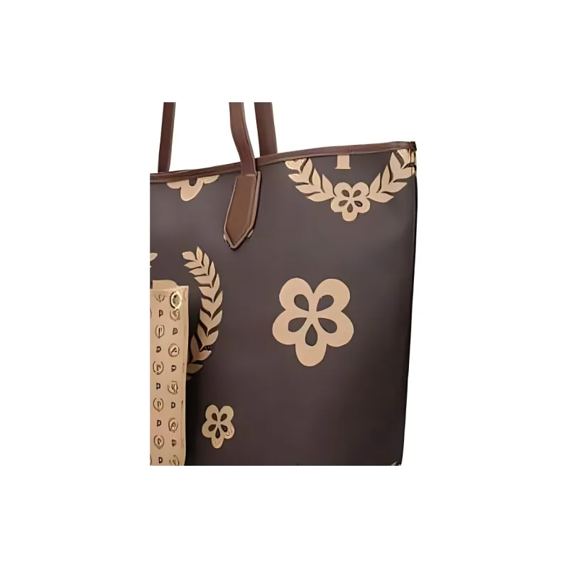 Pollini Polyvinyl Chloride Shopping Bag, Handbag, Shoulder Bag Women's Brown-3