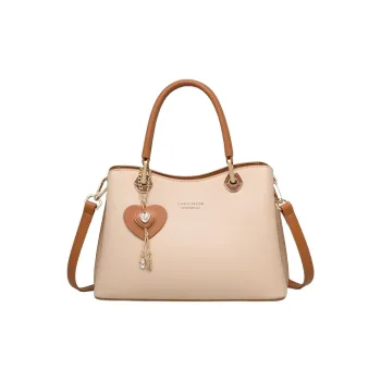 PESASRIE Cow Leather Totes Handbags Women's Milk Tea