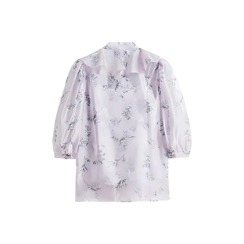 Mapping Shirt Women's Pink Purple Flowers-1