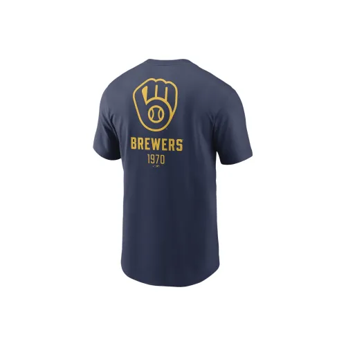 nike code x MLB Collaboration Milwaukee Brewers T-Shirt Men's Marine Blue