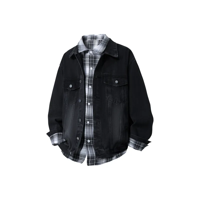 HOKLV Jacket Unisex Black Coat+Yellow Shirt-6