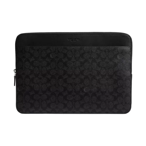 COACH Coated Canvas Laptop Bag Large Size Men's Black