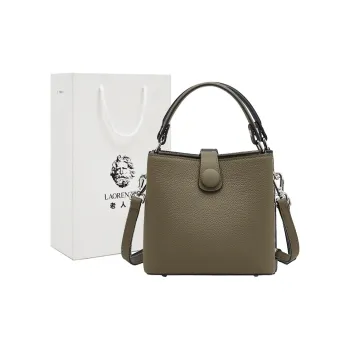Old Man's Head Top Grain Cow Leather Handbag Women's Elephant Gray/Black/Almond Green/Blue/Caramel