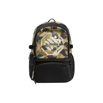 LiNing BadFive Polyester Backpack Regular Unisex Yellow Green Camouflage All Over Print