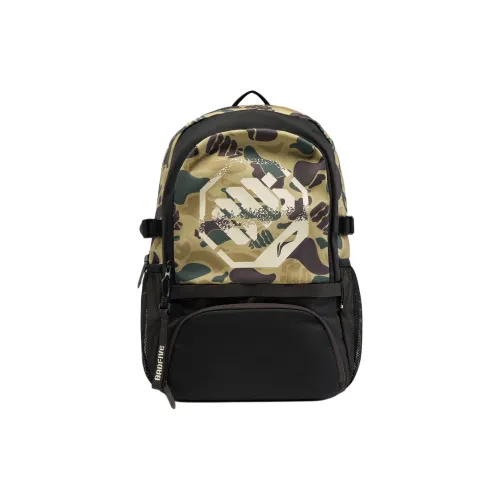 LiNing BadFive Polyester one backpack Regular Unisex Yellow Green Camouflage All Over Print