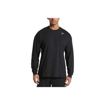 GYMSHARK WESTERN LONG SLEEVE T SHIRT T Shirt Men's Gray